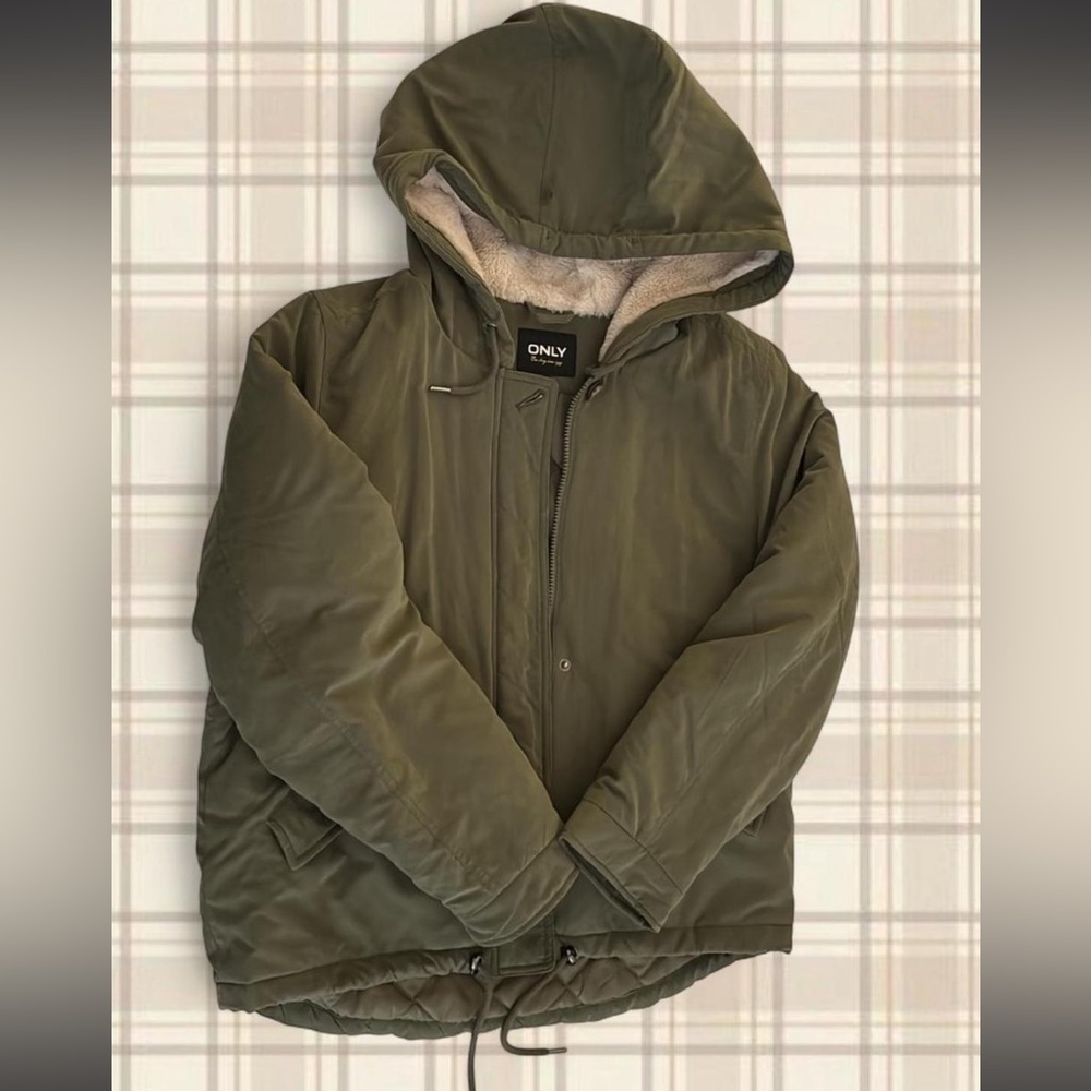 ONLY Green Hooded Puffer Jacket